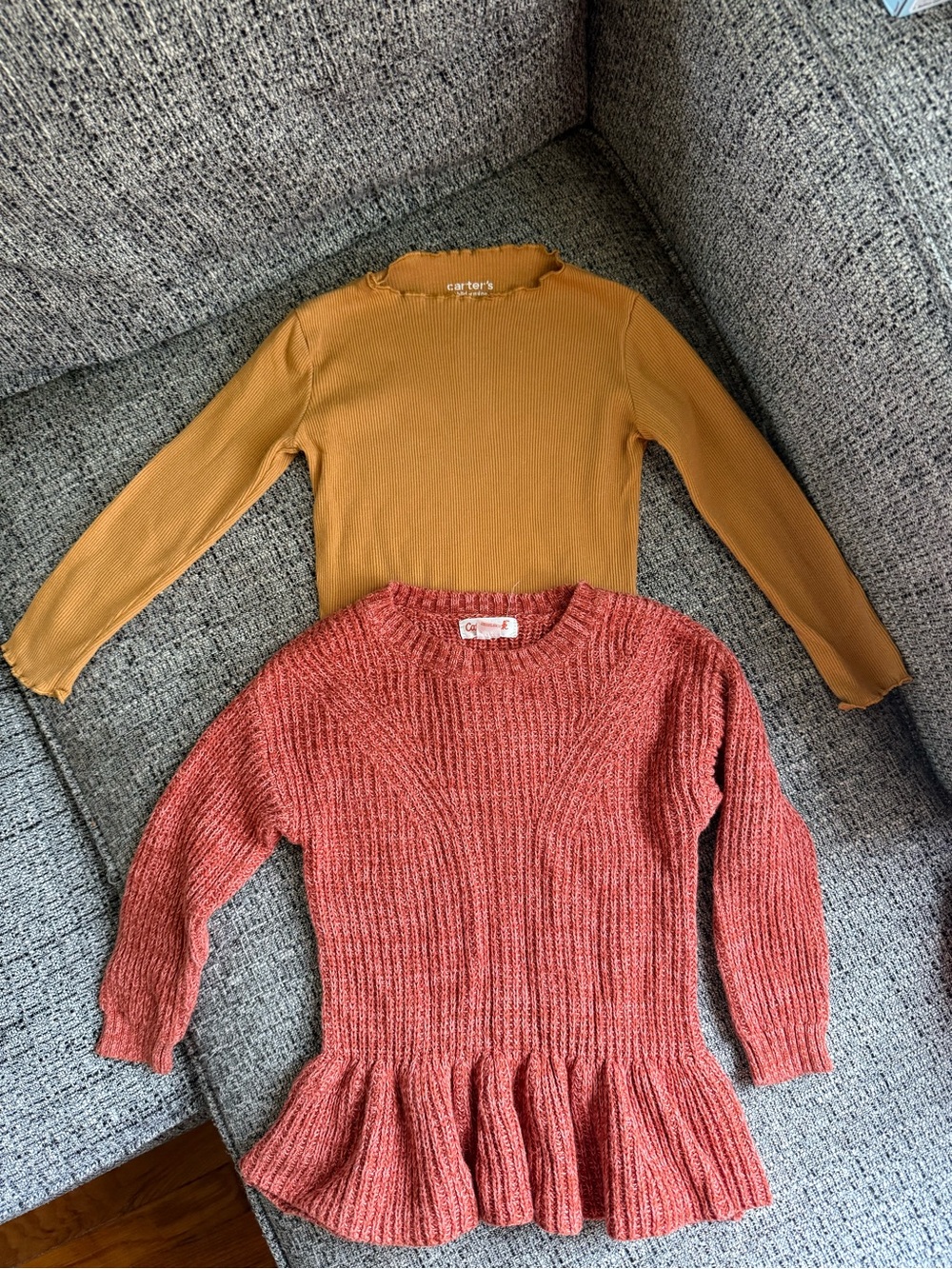 Cat & Jack Mustard Ribbed Crewneck Top - Picture 3 of 3
